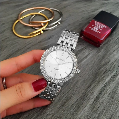 Luxury Rhinestone Watch Top Brand Women Watches Fashion Gold Women's Watches Stainless Steel Ladies Watch Clock Gifts for Women