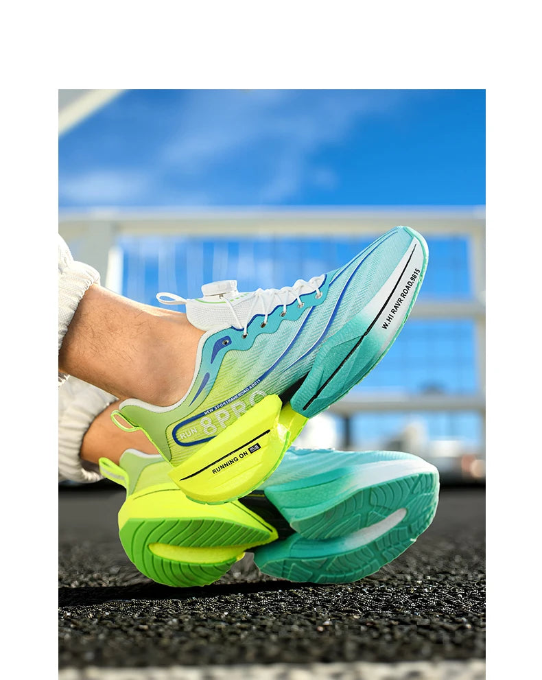 Marathon Carbon Plate Air Cushion Men Sports Running Shoes Breathable Lightweight Women's Comfortable Athletic Nonskid Sneakers