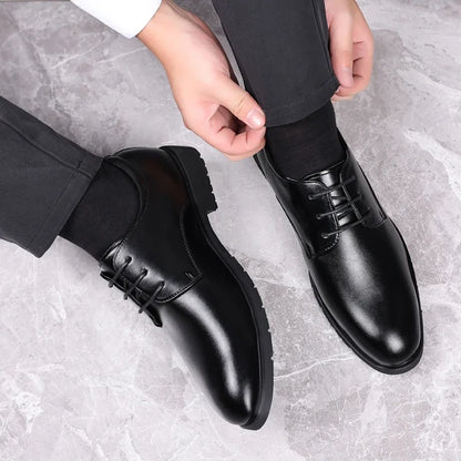 High Quality Formal Leather Men Dress Shoes Breathable Mens Casual Shoes Italian Luxury Brand Lace-Up Non-slip Men Driving Shoes
