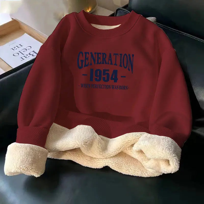 Women Hoodies Sweatshirt Letter Printing Lamb Velvet Thickened Street Warm Pullover Loose Crewneck Brown Hoodies Woman Clothing