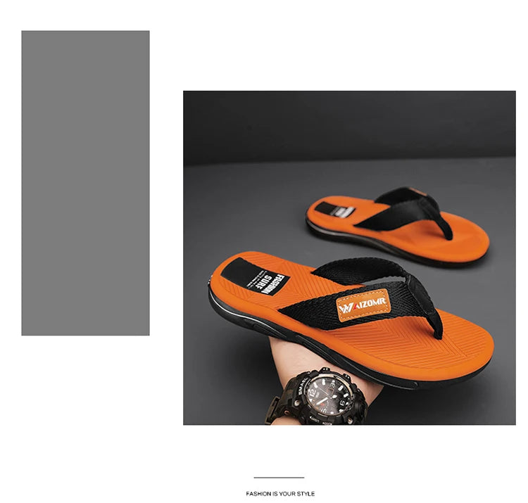 2023 Summer Flip Flops Men Beach Sandals Anti-slip Breathable Casual Men Beach Slippers Outdoor Big Size 45