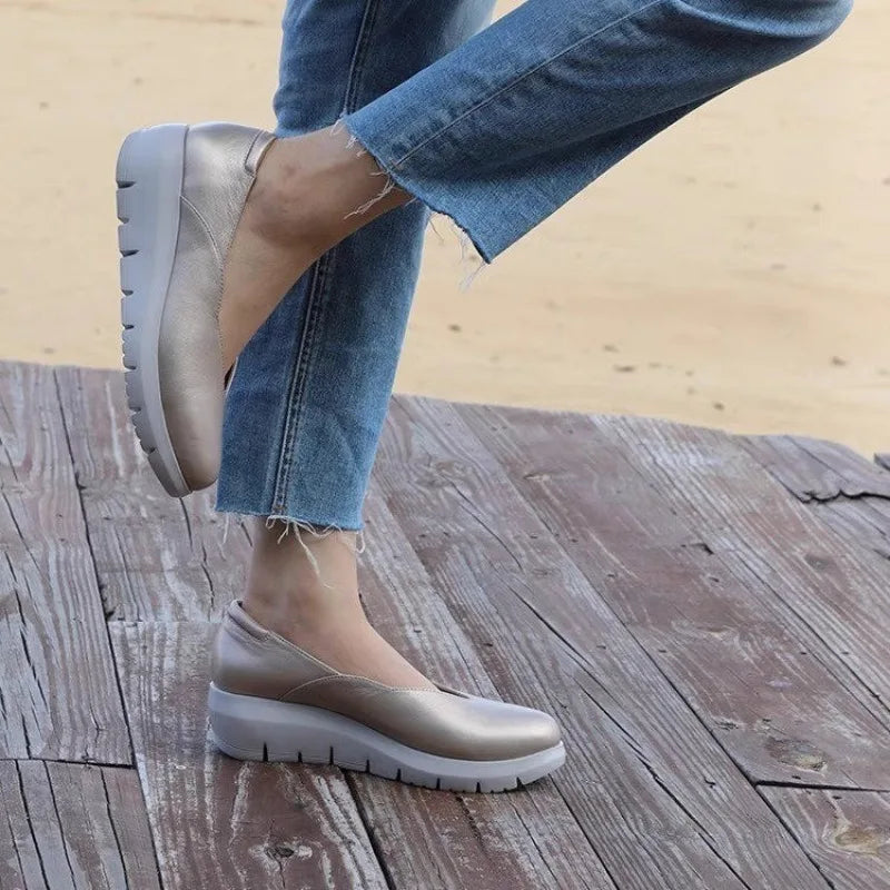 Women Fashion Wedge Heel Pumps 2025 Spring Summer Lightweight Platform Loafers Woman Soft Sole Comfort Casual Shoes Plus Size 42