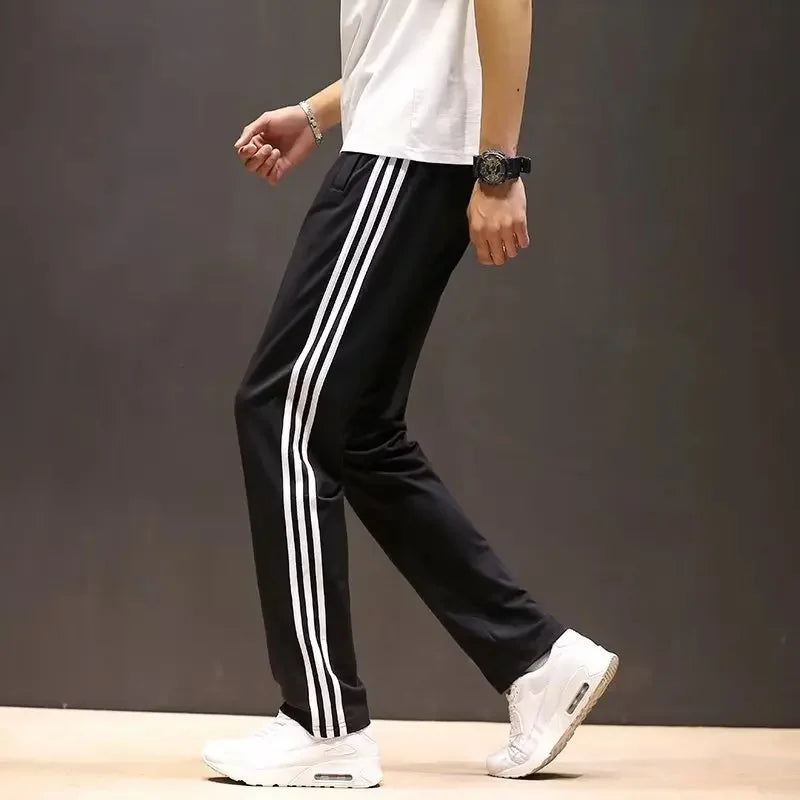 Slimming Straight Leg Sports Pants Women's Loose Casual High Waist Wide Leg Three Bar Student Long Trousers Autumn New Arrival