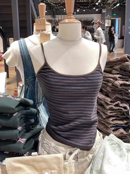 Retro Patchwork Ribbed Cotton Tops Women Summer Sweet Ruffle Square Collar Sleeveless Bow Camis Vintage Chic Slim Crop Top 2024