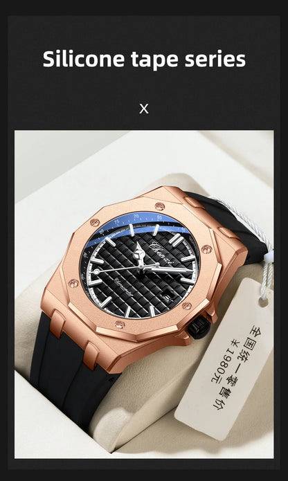 CHENXI 8268 Premium Men's Quartz Watch Night Light Silicone Strap Waterproof Calendar Casual Men's Texture Watch reloj hombre