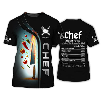Funny Chef Work Uniform Men's T-shirts Personalization Name Custom Print Tees Casual O-neck Loose Short Sleeve Fashion Cook Tops