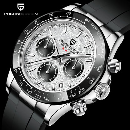 PAGANI DESIGN Watches Meteorite Surface Luxury Quartz Watches For Men Stainless Steel Waterproof Chronograph AR Sapphire Crystal