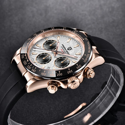PAGANI DESIGN Watches Meteorite Surface Luxury Quartz Watches For Men Stainless Steel Waterproof Chronograph AR Sapphire Crystal
