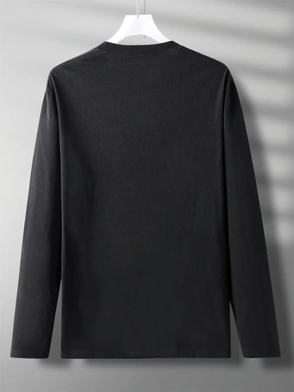 Men's 100% pure cotton loose fit plus size casual sports New York NY letter printed round neck long sleeved T-shirt top