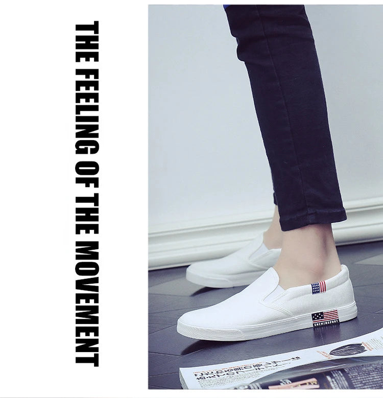 Men's Casual Shoes Canvas Slip-On Loafers Low Style Breathable Light Fashion Shoes for Men Walking White Shoe Zapatos De Hombre