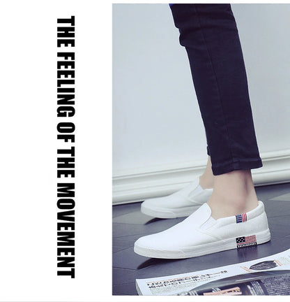 Men's Casual Shoes Canvas Slip-On Loafers Low Style Breathable Light Fashion Shoes for Men Walking White Shoe Zapatos De Hombre
