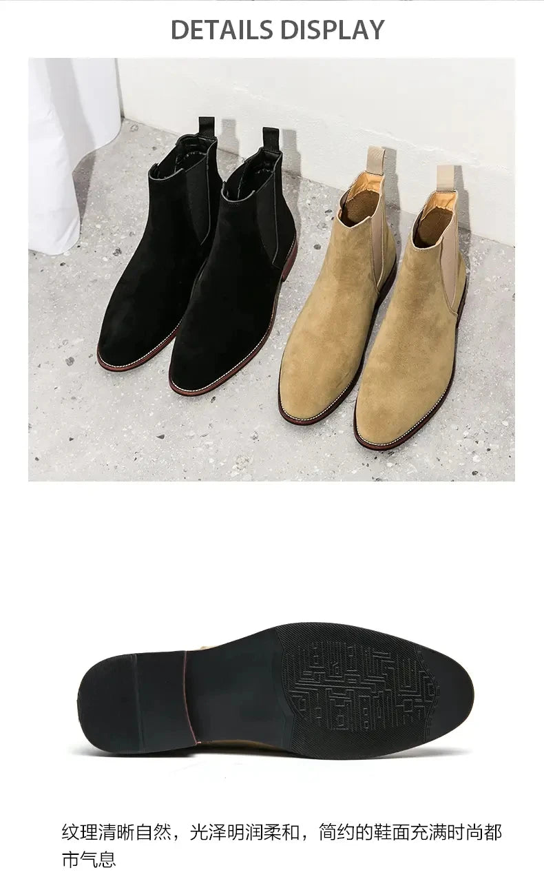 Fashionable Men Chelsea Boots PU Korean Version Versatile Suede European and American Short Boots Size 38-46 Men Boots