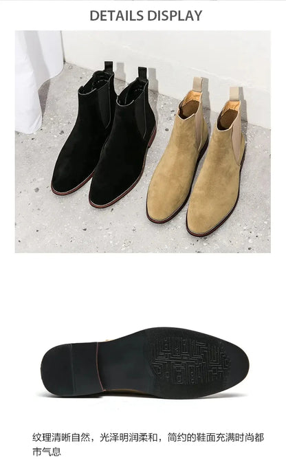 Fashionable Men Chelsea Boots PU Korean Version Versatile Suede European and American Short Boots Size 38-46 Men Boots