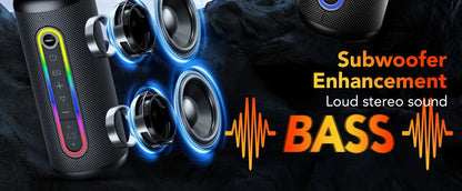 Bluetooth Speakers, Portable Wireless Speaker with 30W Loud Stereo Sound, BT5.4, IP7 Waterproof, 24H Playtime, Portable Speaker