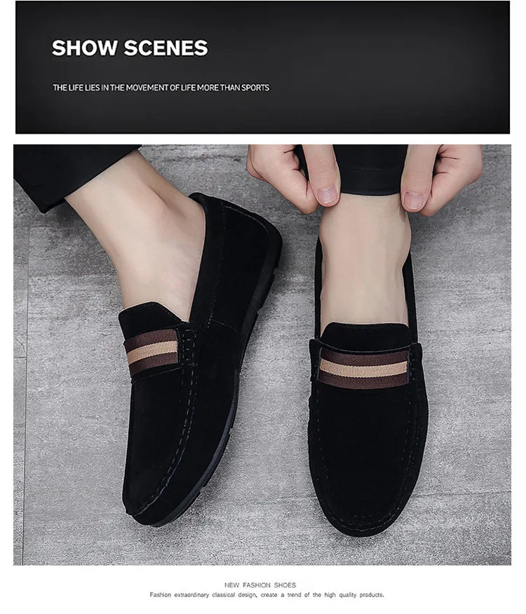 Spring Men's Casual Shoes Suede Loafers For Men Moccasins High Quality Flats Male Walking Shoes comfortable Men's Driving Shoes