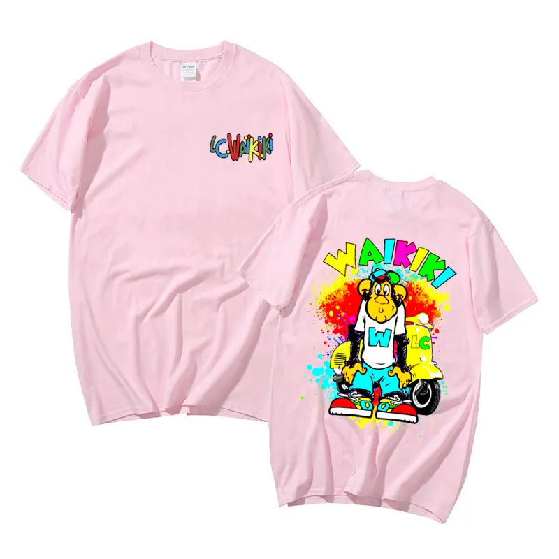 Funny Lc Waikiki Monkey Electric Bike Graphic Tshirt Men Women Fashion Casual T-shirt Male Summer Oversized Short Sleeve Tees