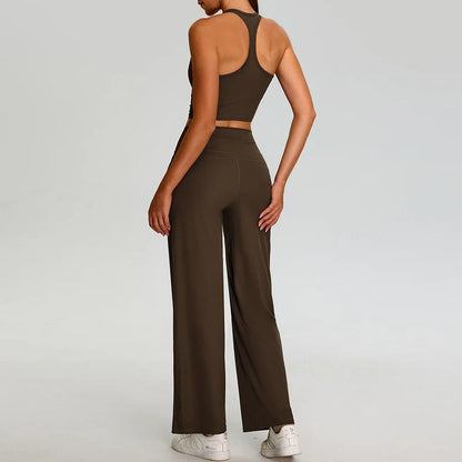 Ribbed Yoga Set Women's 2-piece Sportswear Running and Fitness Set Gym Workout Clothes High Waisted Yoga Pants High Impact Bra