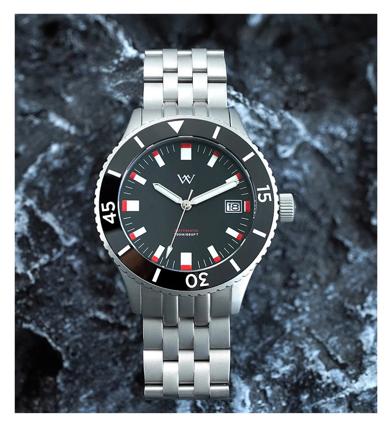 WM Watch NH35 Automatic Mechanical Watch Men Sapphire AR Coated 200M Water Resistant Ceramic Bezel Welly Merck Watches 203M-WM