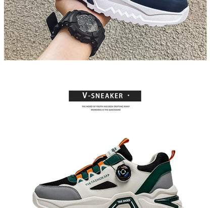 Men's Korean rotating shoelaces trendy sports shoes four season soft soled comfort casual sneakers outdoor student running shoes