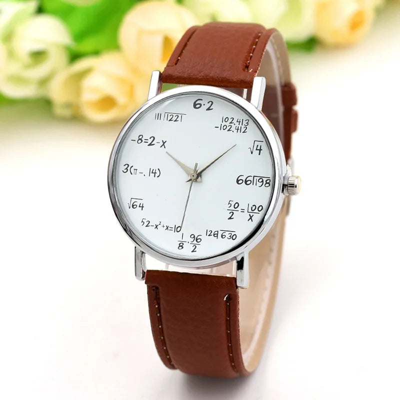 Fashion Ladies Watch Math Formula Watches Leather Strap Quartz Casual Watch for Women Dashboard Formula Relogio Ferminino