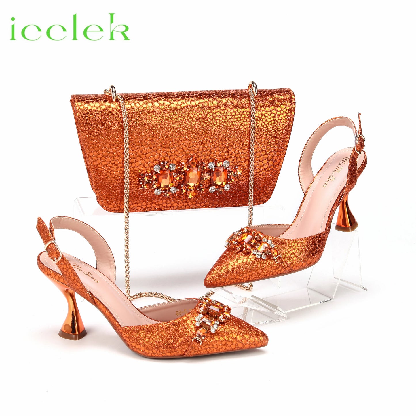New Arrivals Special Design Pink Color African Women Shoes and Bag Set Pointed Toe Sandals for Wedding Party