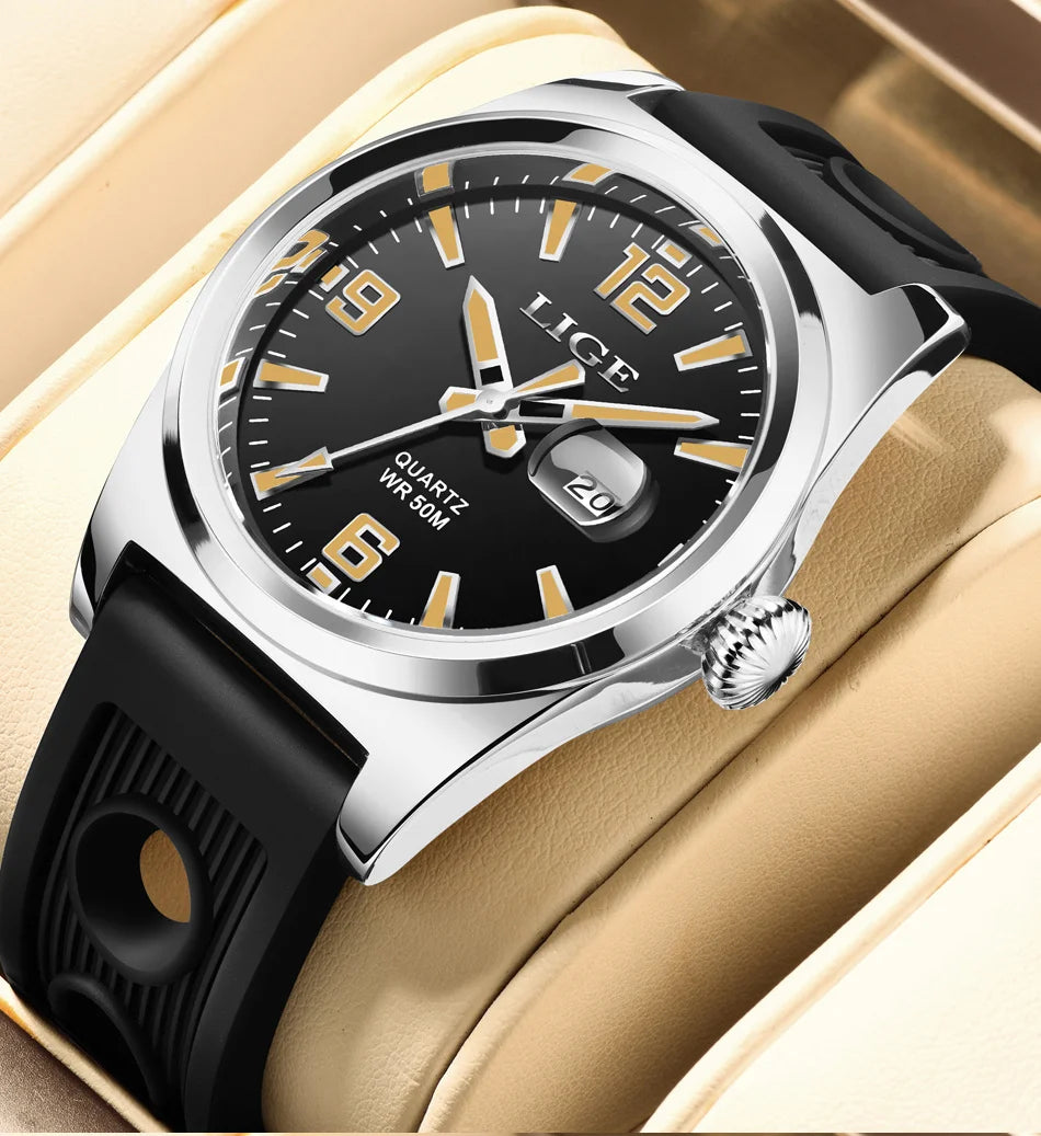 LIGE Man Watch Fashion Military Sport Quartz Calendar Watches for Men Waterproof Luminous Business Male Clock Relogio Masculino