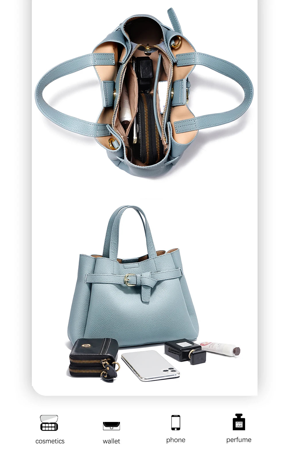 Zency Genuine Leather Top-handle Bag For Women Luxury Designer Crossbody Bag Zipper Purse Elegant OL Handbag 2025 New Shoulder