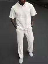 Men's Spring Autumn Seasonal Tie-Dye Patterned Polo Shirt And Pants Set Casual Sporty Holiday Wear Daily  Two-Piece