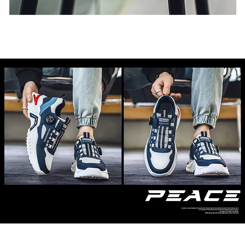 Men's Korean rotating shoelaces trendy sports shoes four season soft soled comfort casual sneakers outdoor student running shoes