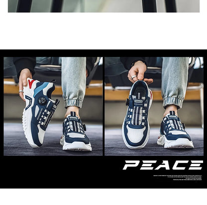 Men's Korean rotating shoelaces trendy sports shoes four season soft soled comfort casual sneakers outdoor student running shoes