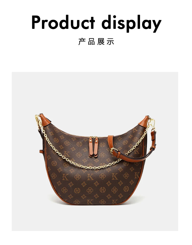 Mkf Genuine Crescent Bag 2025 New Presbyopic Large Capacity High-End Original Accessible Luxury Fashion Single Shoulder Crossbody Armpit Bag