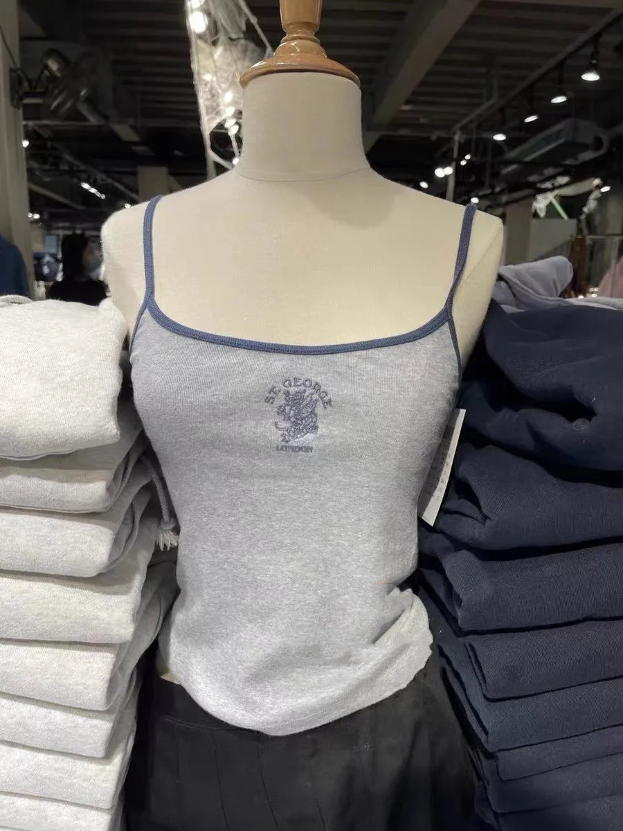 Retro Patchwork Ribbed Cotton Tops Women Summer Sweet Ruffle Square Collar Sleeveless Bow Camis Vintage Chic Slim Crop Top 2024