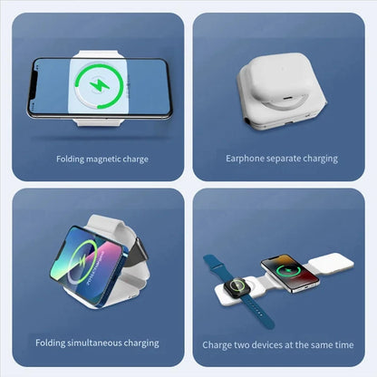 Three-in-one Magnetic Wireless Charger Desktop Three-fold Wireless Charger Is Suitable For Pingguo Mobile Phone Headset Watch
