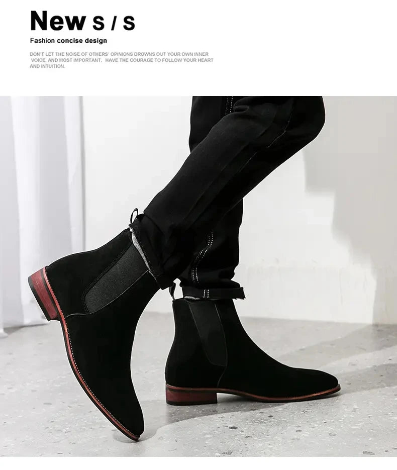 Fashionable Men Chelsea Boots PU Korean Version Versatile Suede European and American Short Boots Size 38-46 Men Boots