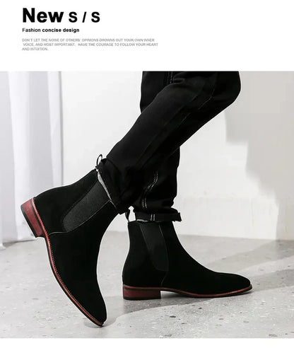 Fashionable Men Chelsea Boots PU Korean Version Versatile Suede European and American Short Boots Size 38-46 Men Boots