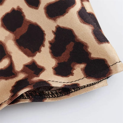 Summer New Women's European and American Fashion Animal Pattern Printed Silk Satin Texture Dress