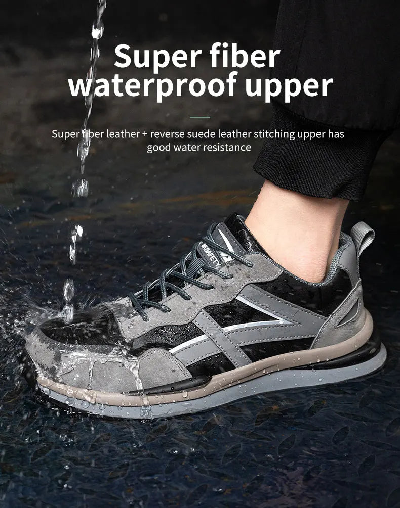 Waterproof Work Safety Shoes Steel Toe Cap Reflective Strip Indestructible Anti-smash Men Sneakers Construction Male Footwear