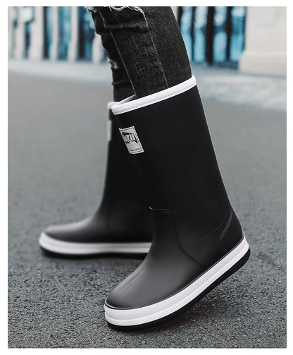 Men's Rain Shoes in The Cylinder Waterproof Wear-resistant Injection Molding Rubber Breathable New Outdoor Walking Water Shoes