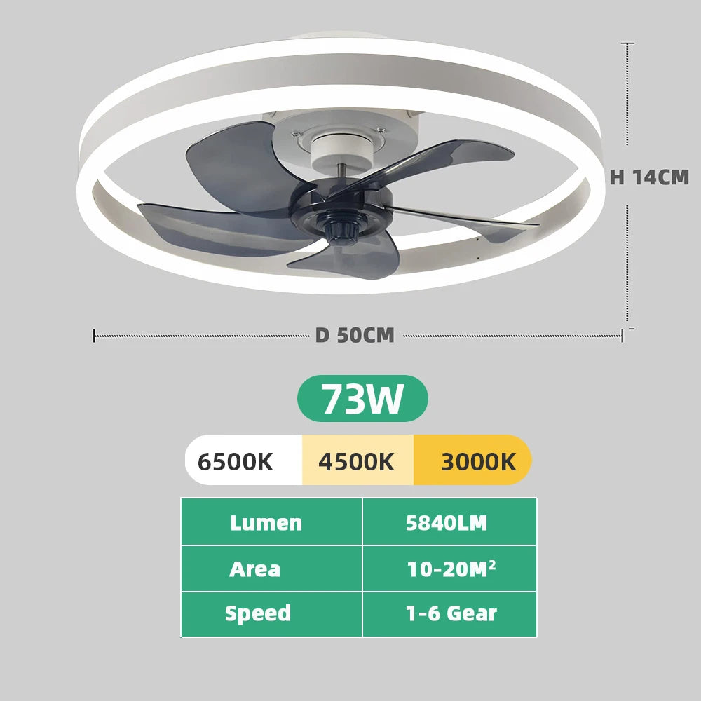 Jelena Round Ceiling Fan Light Fixtures with Remote Control Bedroom Living Dining Room Home Decoration Modern Smart LED Lamp Fan