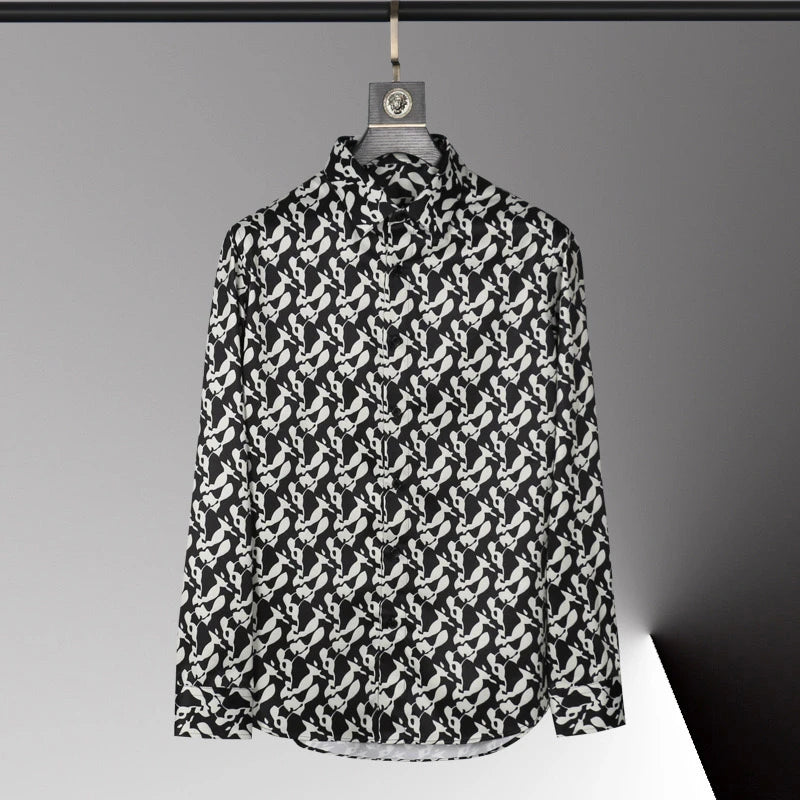 Hot men's shirt 3D printed pattern men's shirt long-sleeved lapel single-breasted fashion casual design slim body large size 6xl