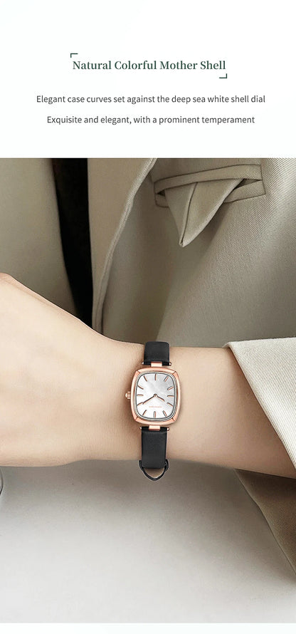 2024 New Womens Watch Hannah Martin Original Leather Rose Gold Simple Quartz Watch Top Brand 3Bar Waterproof Fashion Women Watch