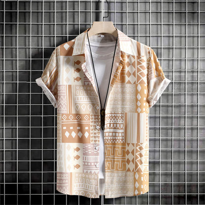 2025 Male Clothes Simple Stripes 3d Hawaiian Shirt Men Clothes Loose Breathable Men's Shirts Summer Male Shirts Short Sleeve