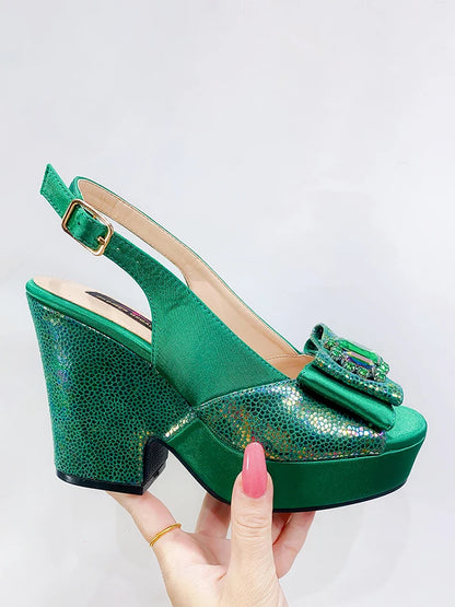 2023 Newest Wedding Women Shoes Nigeria Africa 10cm High Heels Party Gathering Crystal Design Women Shoes Fashion Ladies Shoes