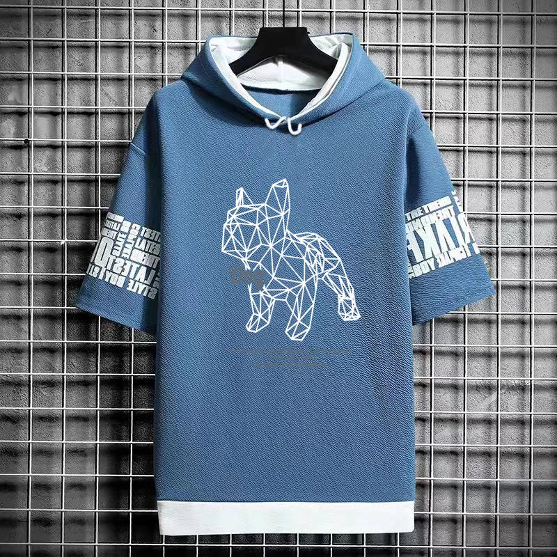 Men's Funny T-shirt Bulldog Design Graphic T Shirts Men Clothing Casual Harajuku Streetwear Print Hooded Top Short Sleeve Tee