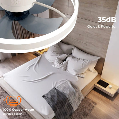 Jelena Round Ceiling Fan Light Fixtures with Remote Control Bedroom Living Dining Room Home Decoration Modern Smart LED Lamp Fan