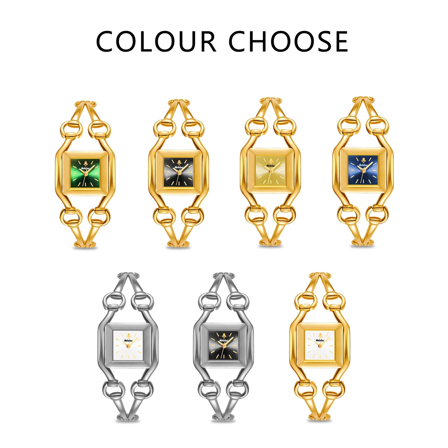 YaLaLuSi Newest Ladies Quartz Watches Women's Small Watches Luxury Casual Fashion Bracelet Including Tools Gold-Green