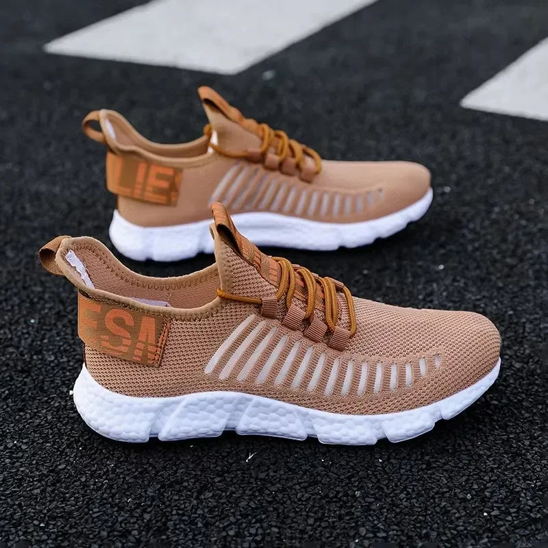 Men's Comfortable Shock-absorbing Design Running Shoes Lightweight Eye-catching Breathable Trendy Grid Anti Slip Casual Shoes