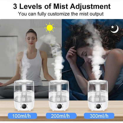 Air Humidifier 4L Large Capacity Ultrasonic Humidifier Home Essential Oils Diffuser for Bedroom Air Humidifier with Aromatherapy