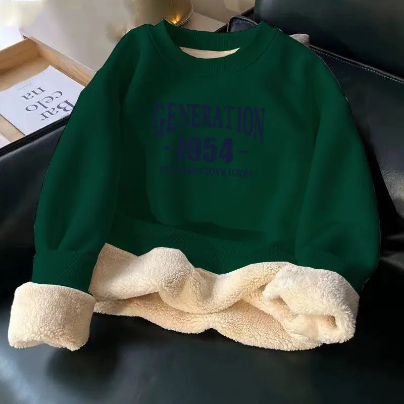 Women Hoodies Sweatshirt Letter Printing Lamb Velvet Thickened Street Warm Pullover Loose Crewneck Brown Hoodies Woman Clothing