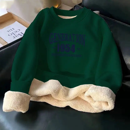 Women Hoodies Sweatshirt Letter Printing Lamb Velvet Thickened Street Warm Pullover Loose Crewneck Brown Hoodies Woman Clothing